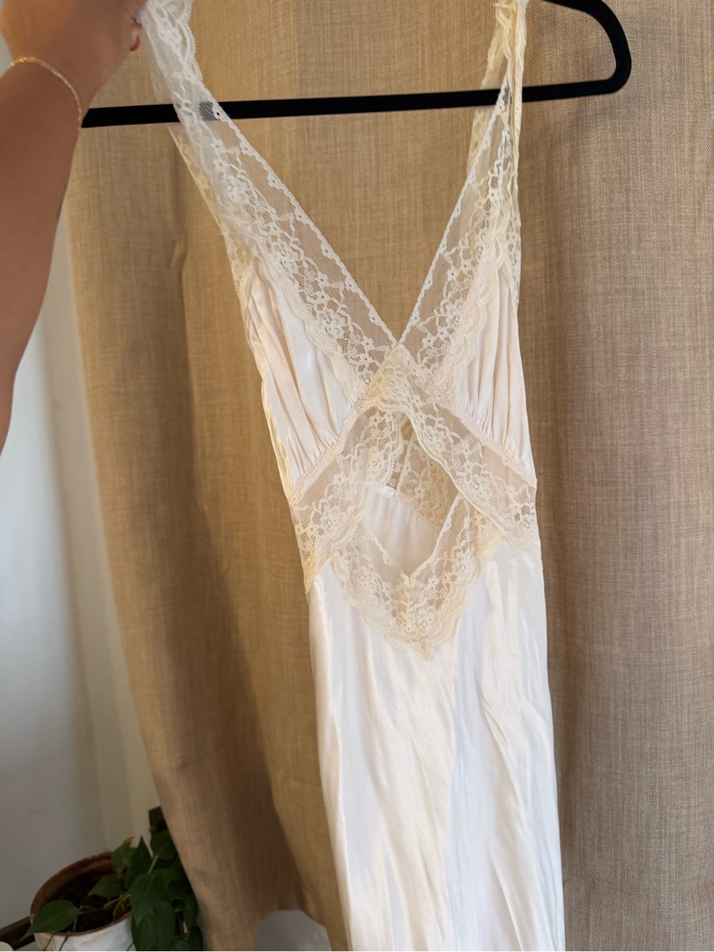 Crossroads Maxi Dress Lace-Trim Satin Slip Dress in Ivory - Picture 4 of 9